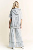 J.HER Mineral Wash Wide Pants with Raw Hem Frayed Details-Pants-Krush Kandy, Women's Online Fashion Boutique Located in Phoenix, Arizona (Scottsdale Area)