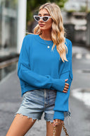 Round Neck Drop Shoulder Long Sleeve Sweater-Rae Collective, Women's Online Fashion Boutique Located in Phoenix, Arizona (Scottsdale Area)