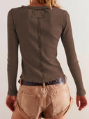 Ribbed Round Neck Long Sleeve Top-Rae Collective, Women's Online Fashion Boutique Located in Phoenix, Arizona (Scottsdale Area)