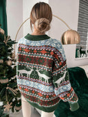 Geometric Round Neck Dropped Shoulder Sweater-Sweaters-Rae Collective, Women's Online Fashion Boutique Located in Phoenix, Arizona (Scottsdale Area)