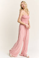 Mineral Wash Smocked Adjustable Jumpsuit-Jumpsuits & Rompers-Krush Kandy, Women's Online Fashion Boutique Located in Phoenix, Arizona (Scottsdale Area)