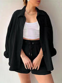 Kinsley Texture Button-Up Shirt and Drawstring Shorts Set-Rae Collective, Women's Online Fashion Boutique Located in Phoenix, Arizona (Scottsdale Area)