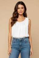 Scoop Neck Tank Top With Shirring Detail