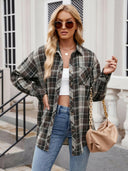 Mandy Pocketed Plaid Collared Neck Long Sleeve Shirt-Rae Collective, Women's Online Fashion Boutique Located in Phoenix, Arizona (Scottsdale Area)