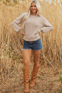 Cozy Taupe Textured Knit Sweater-Sweaters-Krush Kandy, Women's Online Fashion Boutique Located in Phoenix, Arizona (Scottsdale Area)