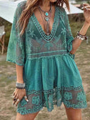 Lace Detail Plunge Cover-Up Dress-Rae Collective, Women's Online Fashion Boutique Located in Phoenix, Arizona (Scottsdale Area)