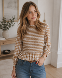 Countryside Charm Shirred Peplum Blouse