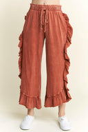 MineralWash fun Side Ruffle Croppped pants HP5796-Krush Kandy, Women's Online Fashion Boutique Located in Phoenix, Arizona (Scottsdale Area)