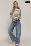 Long Sleeve Round Neck Stripe Tee-Long Sleeve Tops-Krush Kandy, Women's Online Fashion Boutique Located in Phoenix, Arizona (Scottsdale Area)