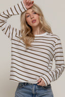 Long Sleeve Round Neck Stripe Tee-Long Sleeve Tops-Krush Kandy, Women's Online Fashion Boutique Located in Phoenix, Arizona (Scottsdale Area)