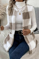 Sherpa Plaid Open Front Vest Coat-Rae Collective, Women's Online Fashion Boutique Located in Phoenix, Arizona (Scottsdale Area)