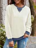 Lovelet Contrast Round Neck Long Sleeve Sweatshirt-Rae Collective, Women's Online Fashion Boutique Located in Phoenix, Arizona (Scottsdale Area)