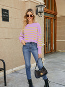 Round Neck Striped Lantern Sleeve Sweater-Rae Collective, Women's Online Fashion Boutique Located in Phoenix, Arizona (Scottsdale Area)