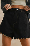 Midnight Scallop Denim Shorts