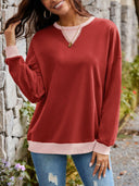 Lovelet Contrast Round Neck Long Sleeve Sweatshirt-Rae Collective, Women's Online Fashion Boutique Located in Phoenix, Arizona (Scottsdale Area)