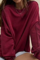 Side Slit Round Neck Long Sleeve Sweatshirt-Rae Collective, Women's Online Fashion Boutique Located in Phoenix, Arizona (Scottsdale Area)