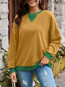 Lovelet Contrast Round Neck Long Sleeve Sweatshirt-Rae Collective, Women's Online Fashion Boutique Located in Phoenix, Arizona (Scottsdale Area)
