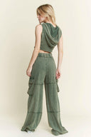 Mineral Wash Wide leg pants with Cargo Pockets-Bottoms-Rae Collective, Women's Online Fashion Boutique Located in Phoenix, Arizona (Scottsdale Area)
