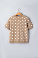 Dark Khaki Polka Dot Short Sleeve Cardigan