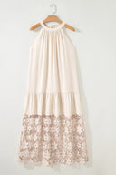 Floral Lace Hem Halter Maxi Dress