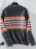 Contrast Stripes Round Neck Long Sleeve Sweater-Rae Collective, Women's Online Fashion Boutique Located in Phoenix, Arizona (Scottsdale Area)