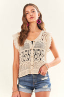 Crochet Button Down Eyelet Vest Top