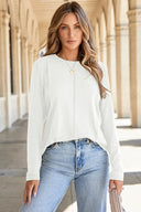 Polished White Long Sleeve Top-Sweaters-Krush Kandy, Women's Online Fashion Boutique Located in Phoenix, Arizona (Scottsdale Area)