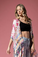 Tie Dye with Ethnic Border Motif Kimono-Kimono-Rae Collective, Women's Online Fashion Boutique Located in Phoenix, Arizona (Scottsdale Area)
