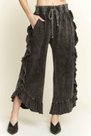 MineralWash fun Side Ruffle Croppped pants HP5796-Krush Kandy, Women's Online Fashion Boutique Located in Phoenix, Arizona (Scottsdale Area)