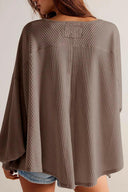 Waffle-Knit V-Neck Long Sleeve Top-Long Sleeve Tops-Rae Collective, Women's Online Fashion Boutique Located in Phoenix, Arizona (Scottsdale Area)