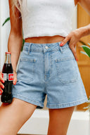 Sunny Side Patch Pocket Denim Shorts