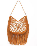 Monterey Embroidered Fringe Bag – Dark Tan