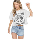 Checkered Peace Graphic Tee-Graphic Tees-Rae Collective, Women's Online Fashion Boutique Located in Phoenix, Arizona (Scottsdale Area)