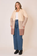 Waffle Knit Color Block Wide Collar Cardigan-Cardigans-Krush Kandy, Women's Online Fashion Boutique Located in Phoenix, Arizona (Scottsdale Area)