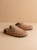The Toni | Latte Studded Buckle Clog