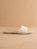 The Cathleen | Ivory Pearl Raffia Slide Sandal