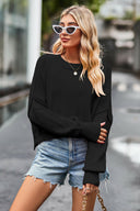 Round Neck Drop Shoulder Long Sleeve Sweater-Rae Collective, Women's Online Fashion Boutique Located in Phoenix, Arizona (Scottsdale Area)