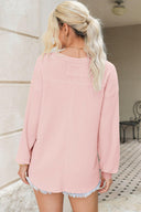 Waffle-Knit V-Neck Long Sleeve Top-Long Sleeve Tops-Rae Collective, Women's Online Fashion Boutique Located in Phoenix, Arizona (Scottsdale Area)