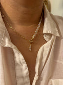 Morgan Clear Crystal Bead Gold Pendant Necklace-Necklace-Krush Kandy, Women's Online Fashion Boutique Located in Phoenix, Arizona (Scottsdale Area)