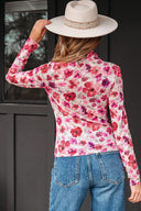 Pink & Red Floral Mesh Long Sleeve Top-Long Sleeve Tops-Krush Kandy, Women's Online Fashion Boutique Located in Phoenix, Arizona (Scottsdale Area)
