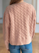 Cable-Knit Round Neck Long Sleeve Cardigan-Cardigans-Rae Collective, Women's Online Fashion Boutique Located in Phoenix, Arizona (Scottsdale Area)
