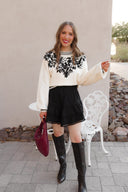 Sweetest Devotion Floral Stripe Embroidered Sweater-Sweaters-Krush Kandy, Women's Online Fashion Boutique Located in Phoenix, Arizona (Scottsdale Area)