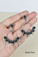 7 Jewel Hoop Studded Dangle Earring-Drop Earrings-Rae Collective, Women's Online Fashion Boutique Located in Phoenix, Arizona (Scottsdale Area)