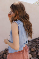 Blue Jean Baby V-Neck Denim Vest-Tops-Krush Kandy, Women's Online Fashion Boutique Located in Phoenix, Arizona (Scottsdale Area)