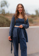 J.HER Mineral Wash Side Ribbon Bow pants-Pants-Krush Kandy, Women's Online Fashion Boutique Located in Phoenix, Arizona (Scottsdale Area)
