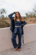 J.HER Mineral Wash Side Ribbon Bow pants-Pants-Krush Kandy, Women's Online Fashion Boutique Located in Phoenix, Arizona (Scottsdale Area)