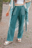 J.HER Mineral Wash Side Ribbon Bow pants-Pants-Krush Kandy, Women's Online Fashion Boutique Located in Phoenix, Arizona (Scottsdale Area)
