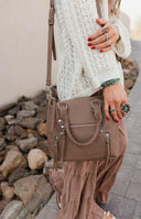 Fashion Smooth Zipper Handle Tote Bag-Rae Collective, Women's Online Fashion Boutique Located in Phoenix, Arizona (Scottsdale Area)
