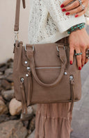 Fashion Smooth Zipper Handle Tote Bag-Rae Collective, Women's Online Fashion Boutique Located in Phoenix, Arizona (Scottsdale Area)