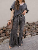 Rambling Rose Mineral Wash Flare LoungePants-Pants-Krush Kandy, Women's Online Fashion Boutique Located in Phoenix, Arizona (Scottsdale Area)